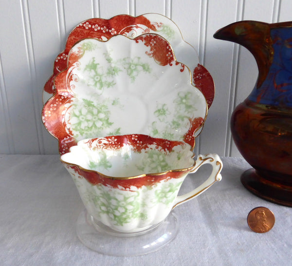 Wileman Shelley Cup And Saucer With Plate Trio Empire Rust And 