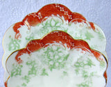 Wileman Shelley Cup And Saucer With Plate Trio Empire Rust And Green