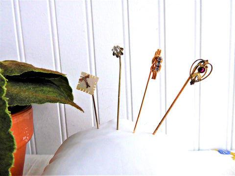 Edwardian Stick Pins 4 Hat Pins 1900 Lapel Pins Tea Party Antique Accessories Set