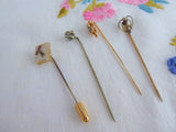 Edwardian Stick Pins 4 Hat Pins 1900 Lapel Pins Tea Party Antique Accessories Set