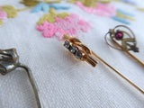 Edwardian Stick Pins 4 Hat Pins 1900 Lapel Pins Tea Party Antique Accessories Set