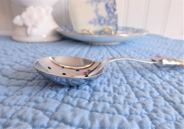 Edwardian Sugar Sifting Spoon Mother Of Pearl Handle EPNS England