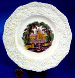 Purple Transferware Masons Oak Bread Plate Side Ironstone 1900s English Transferware
