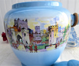 Edwardian Blue Biscuit Jar Barrel Tower Of London New Hall Antique 1900