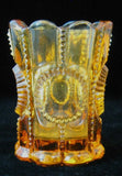 Antique Amber Glass Toothpick Holder Columbia Pattern by Flint Glass 1899-1904