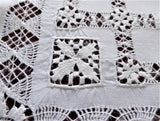 Tray Cloth Linen England Drawn Thread Handmade Vintage 1890s Rectangular