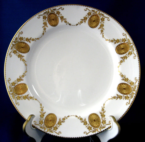 Gorgeous Edwardian Mintons England Cabinet Plate Heavy Gold Medallions As Is
