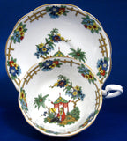 Edwardian Royal Albert Cup And Saucer Colorful Oriental Scene 1905 Bone China