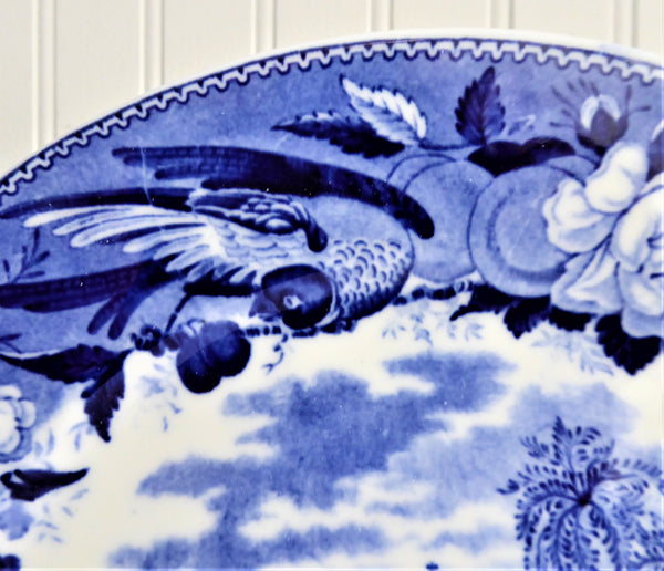 Earthernware tile with dodo pattern , with underglaze blue and lusters on a  white slip. Dated 1882 Stock Photo - Alamy