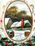 Postcard A Joyous Christmastide Snowy Village 1909 Embossed Holly New York
