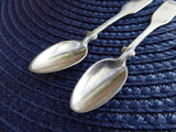 Antique Edwardian Silver Master Salt Spoons Pair Tipped 1900-1910s Silver Mustard