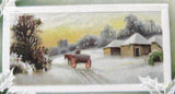 Hearty Xmas Wishes Christmas Postcard Embossed Holly 1911 Snow Scene