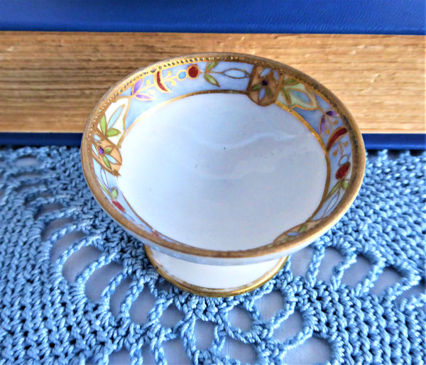 Noritake Nippon Open Salt Floral Moriage Morimura Blue Band