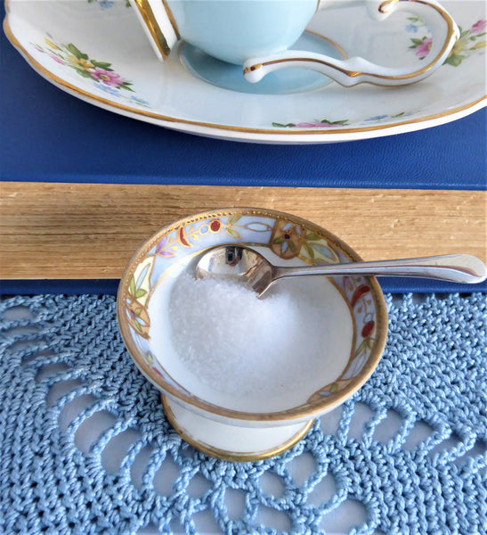 Noritake Nippon Open Salt Floral Moriage Morimura Blue Band