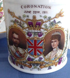 Shelley England 1911 Coronation Mug King George V Queen Mary Lion Back