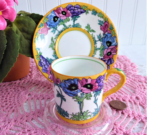 Art Nouveau Cup And Saucer Adderleys Anemones 1910s Demitasse Hand