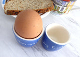 Devon Ware Egg Cup Pair 1920s Berkeley Castle Walton-On-Naze Eggcups Bue White