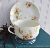 French Haviland Limoges Cup And Saucer 1920s Foliage Leaves Antique France
