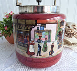 Victorian Coaching Scene Biscuit Barrel Antique Red 1920s Cookie Jar