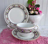 Shelley Rose Border Cup And Saucer With Plate Rose Lace 1920s Bute Teacup Trio