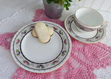 Shelley Rose Border Cup And Saucer With Plate Rose Lace 1920s Bute Teacup Trio