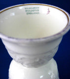 Wedgwood Patrician Eggcups 2 Double White Embossed Queen's Ware 1920s