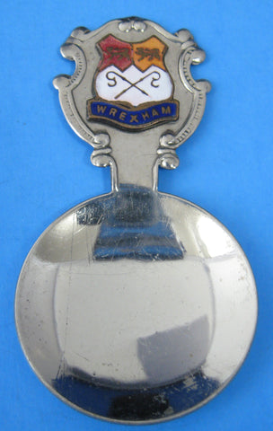 Tea Caddy Spoon Souvenir Wrexham England Tea Scoop Enamel Finial 1920s