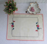 Cross Stitch Placemat Art Deco Floral 1930s Table Mat Violets Table Linen