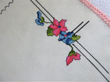 Cross Stitch Placemat Art Deco Floral 1930s Table Mat Violets Table Linen