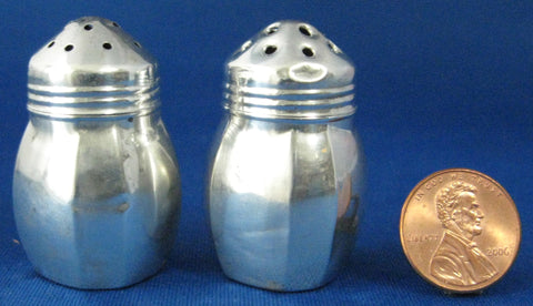 Sterling Silver Salt And Pepper Shakers Art Deco Individual 1920-1930s Paneled Salt Pepper