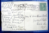 Postcard Christmas Greetings 1929 Bell Poinsettias Snow Poem Divided Back
