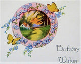 Birthday Wishes Gift Card 1929 Cottage Poem Antique Greeting Flowers Ephemera