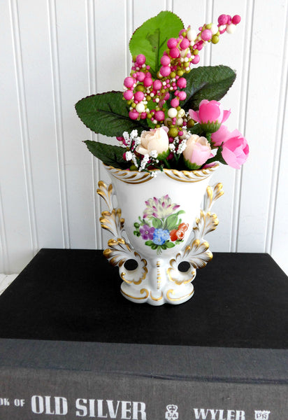 Herend Fischer Vase Hand Painted Ornate Floral Gold 1930s Gorgeous