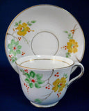 Cup And Saucer Phoenix Art Deco Hand Painted Enamel Blossoms 1930s