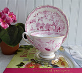 Royal Albert Vintage Mikado Pink Cup And Saucer English 1930s Willow Variation