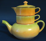 Teapot Royal Winton Grimwades Stacking Luster Ware 4 Pc 1940s Peach to Green