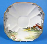 Shelley Cottage 2 Saucer Only Pair Queen Anne Square Paneled Art Deco 1928