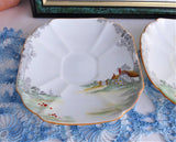 Shelley Cottage 2 Saucer Only Pair Queen Anne Square Paneled Art Deco 1928