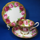 Teacup Trio Old English Rose Royal Albert Treasure Chest Series 1930s Sponged Gold