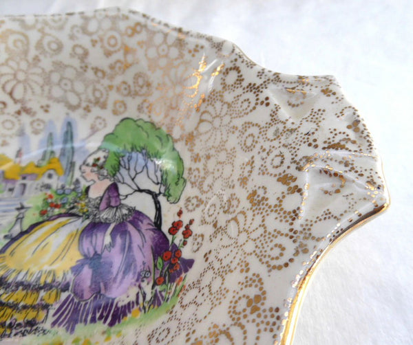 Art Deco Candy Dish Crinoline Lady Chintz H and K 1930s English Gold C –  Antiques And Teacups