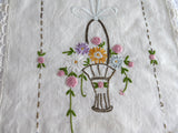 Doily Pair Art Deco Flower Baskets Crochet Picot Shell Edging 1930s Dresser Hand Made