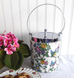 Biscuit Barrel Birds Chintz Midwinter England Lorna Doone Cookie Jar 1930s Chrome