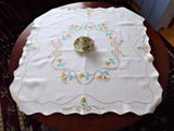 Hand Embroidered Tablecloth 1930s Tea Cloth Thistles Bridge Cloth Table Cloth