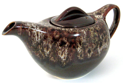 Art Deco Streamlined Teapot Mottled Pottery England Kernow Brown Pottery 1930s Cornwall