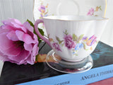 Shelley Pink Floral Dainty Shape Cup and Saucer English Bone China Pink Gold Trim