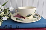 Cup And Saucer Blue Ridge Poinsettia Teacup 1940s Colonial Shape Holiday