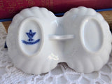 Vintage Czech Porcelain Double Open Salt Blue Onion 1940s Blue White