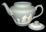 Dudson England Teapot Sage Green Jasperware Classical Motif 1940s Afternoon Tea