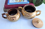 Cream And Sugar Gibsons Blue Peach Gold Vintage 1940s English Pottery