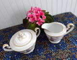 Noritake Cream and Sugar Cyclamen Lovely Vintage 1940s Pattern 5035